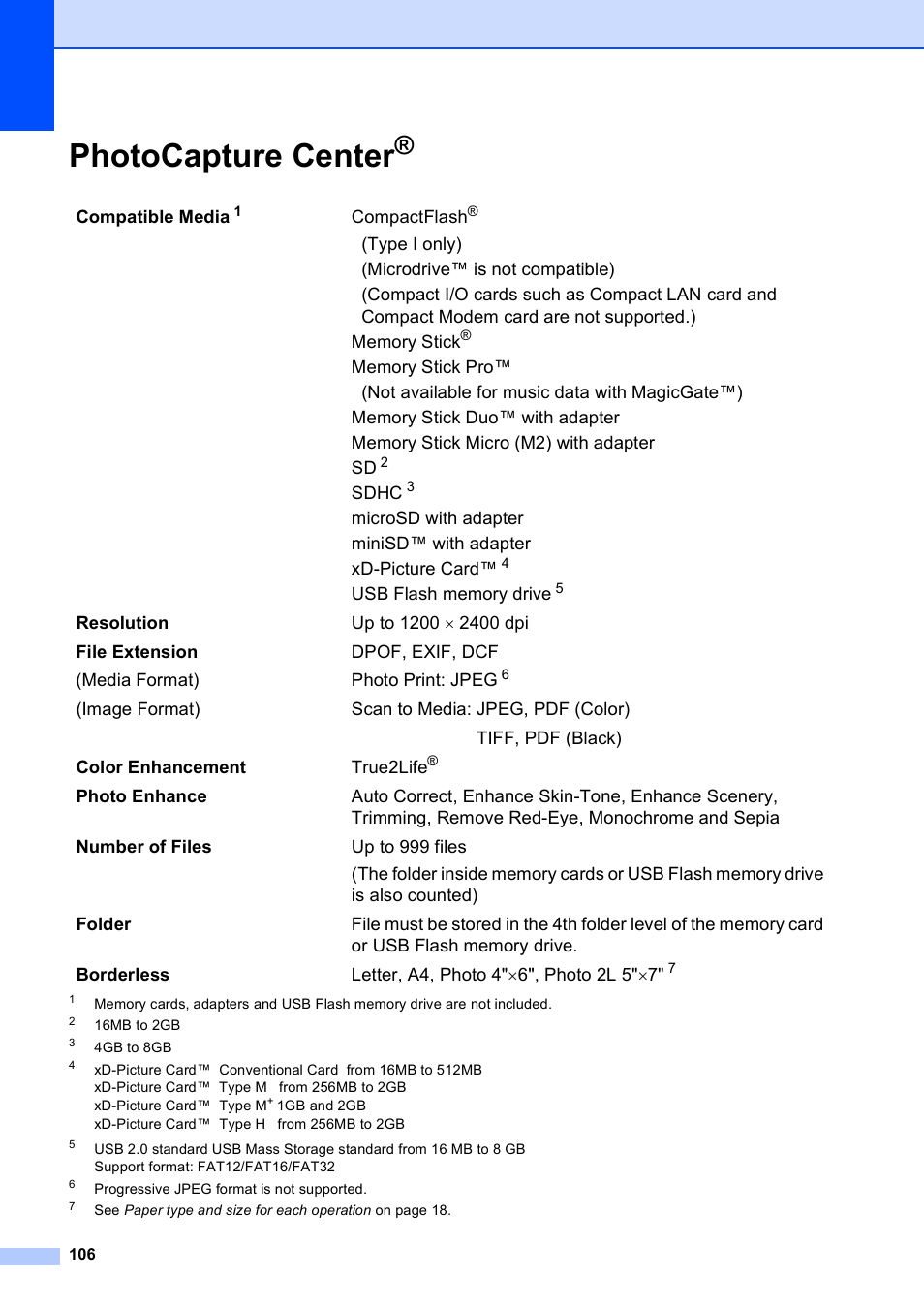 Photocapture center | Brother DCP-585CW User Manual | Page 118 / 132