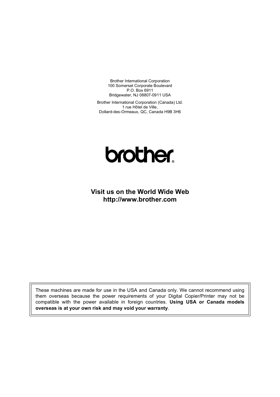 Brother usa/can | Brother DCP-585CW User Manual | Page 132 / 132
