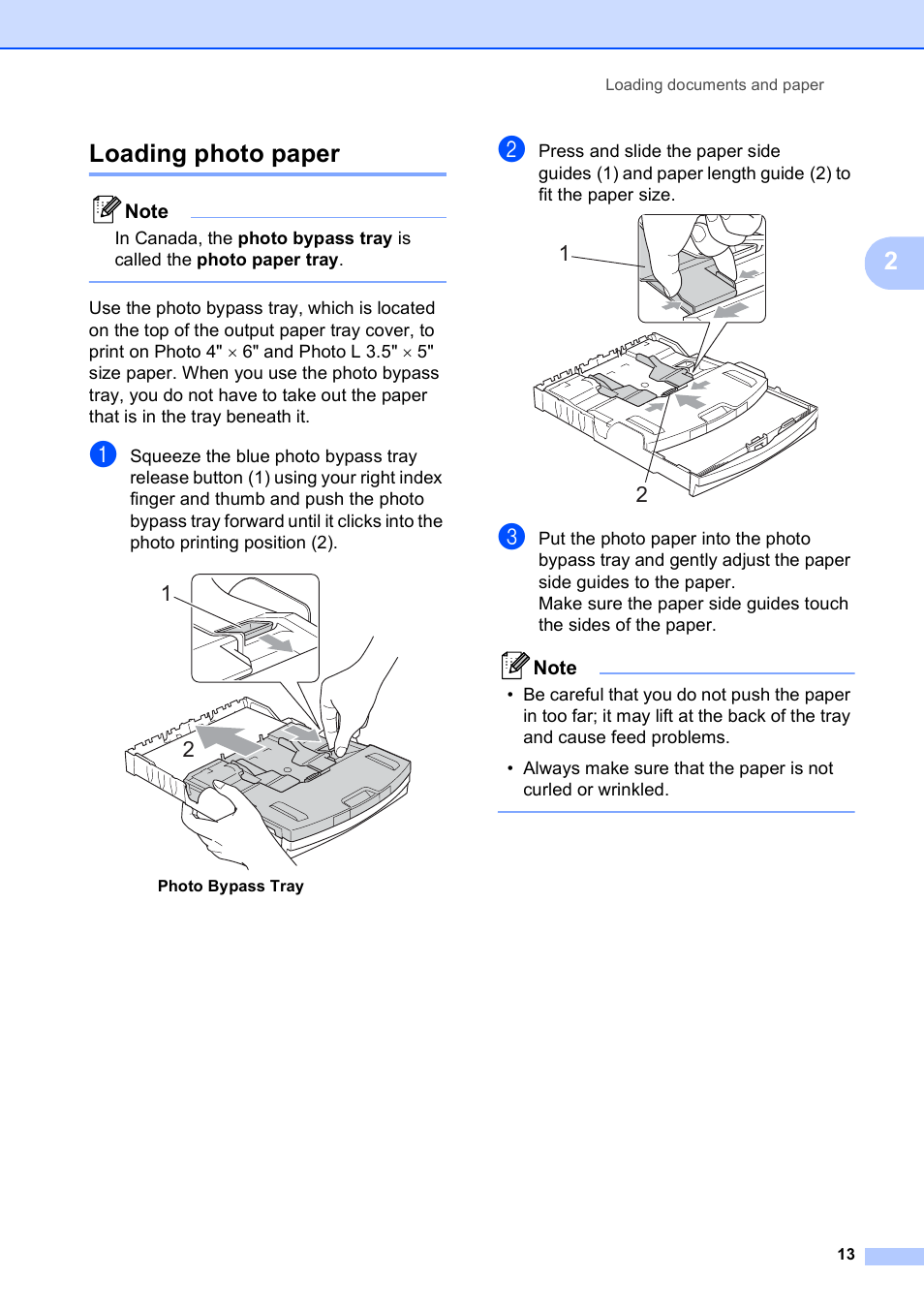 Loading photo paper, 2loading photo paper | Brother DCP-585CW User Manual | Page 25 / 132