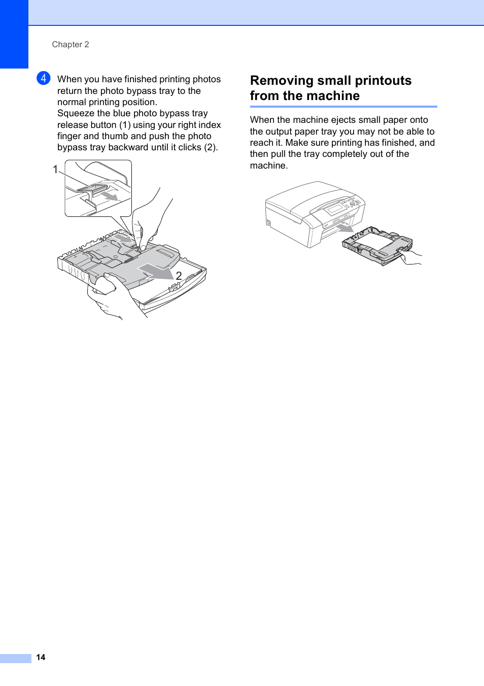 Removing small printouts from the machine | Brother DCP-585CW User Manual | Page 26 / 132