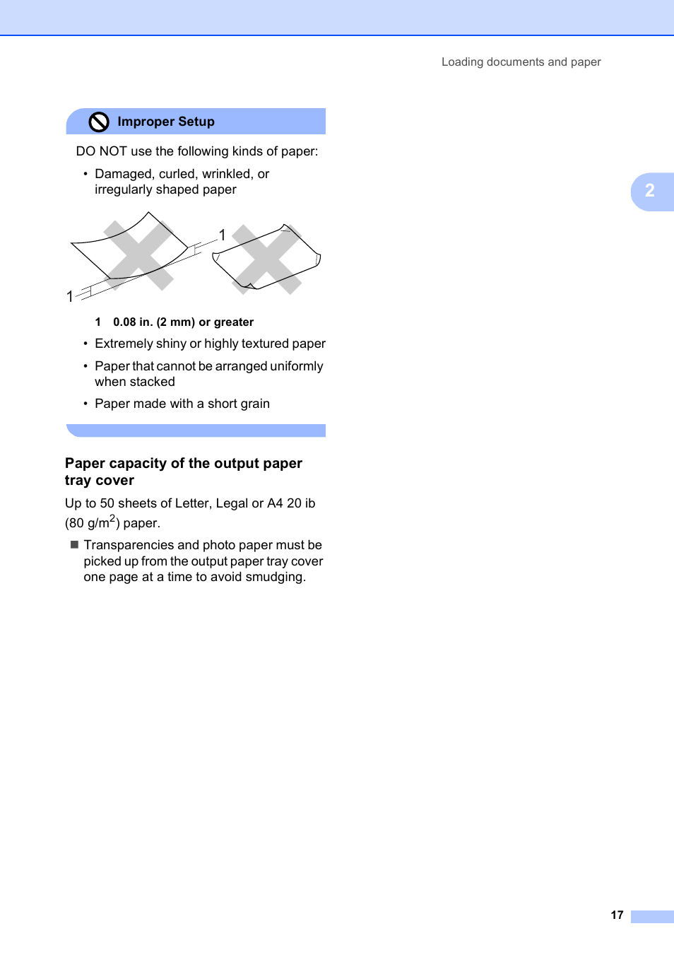 Paper capacity of the output paper tray cover | Brother DCP-585CW User Manual | Page 29 / 132