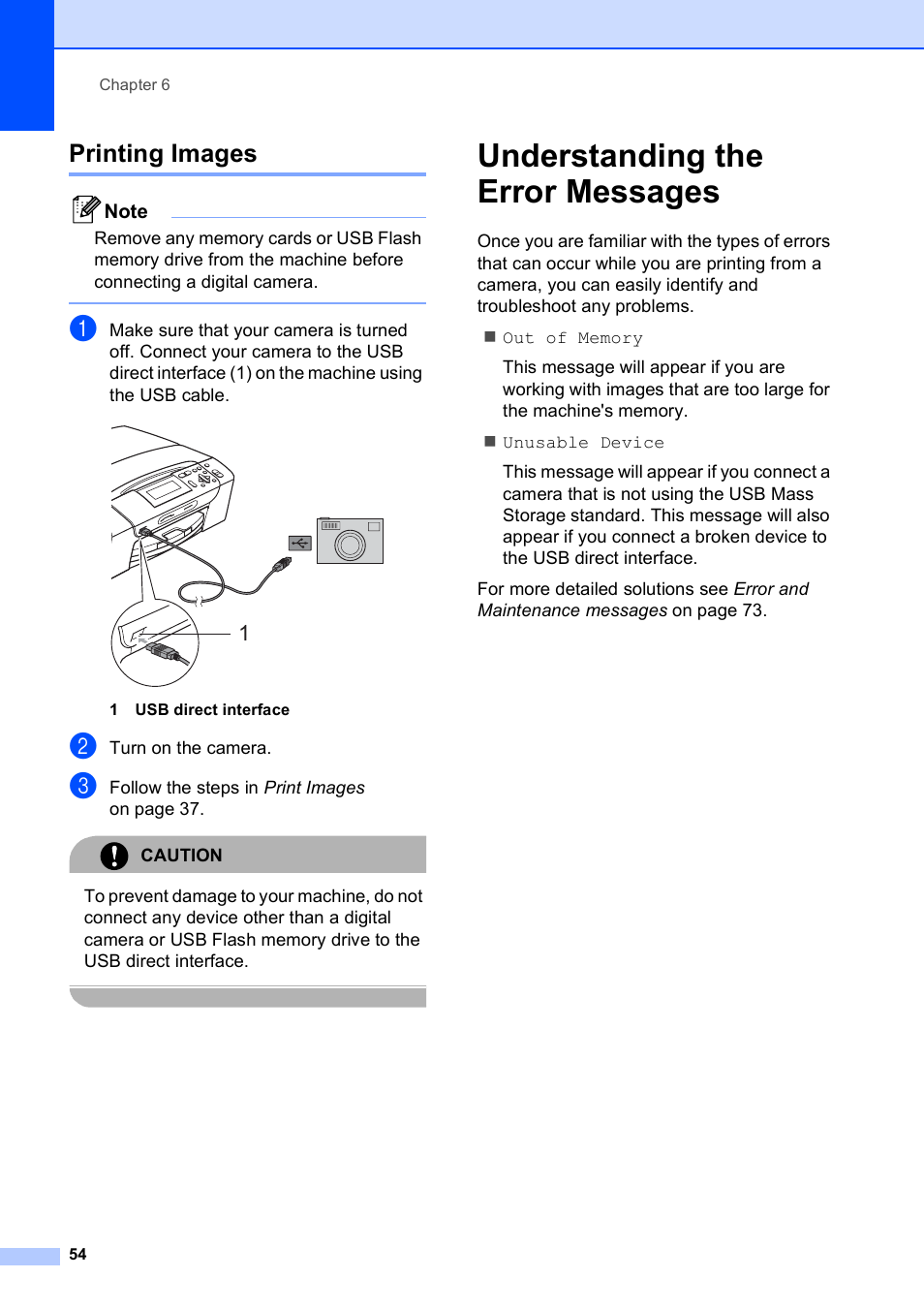 Printing images, Understanding the error messages | Brother DCP-585CW User Manual | Page 66 / 132