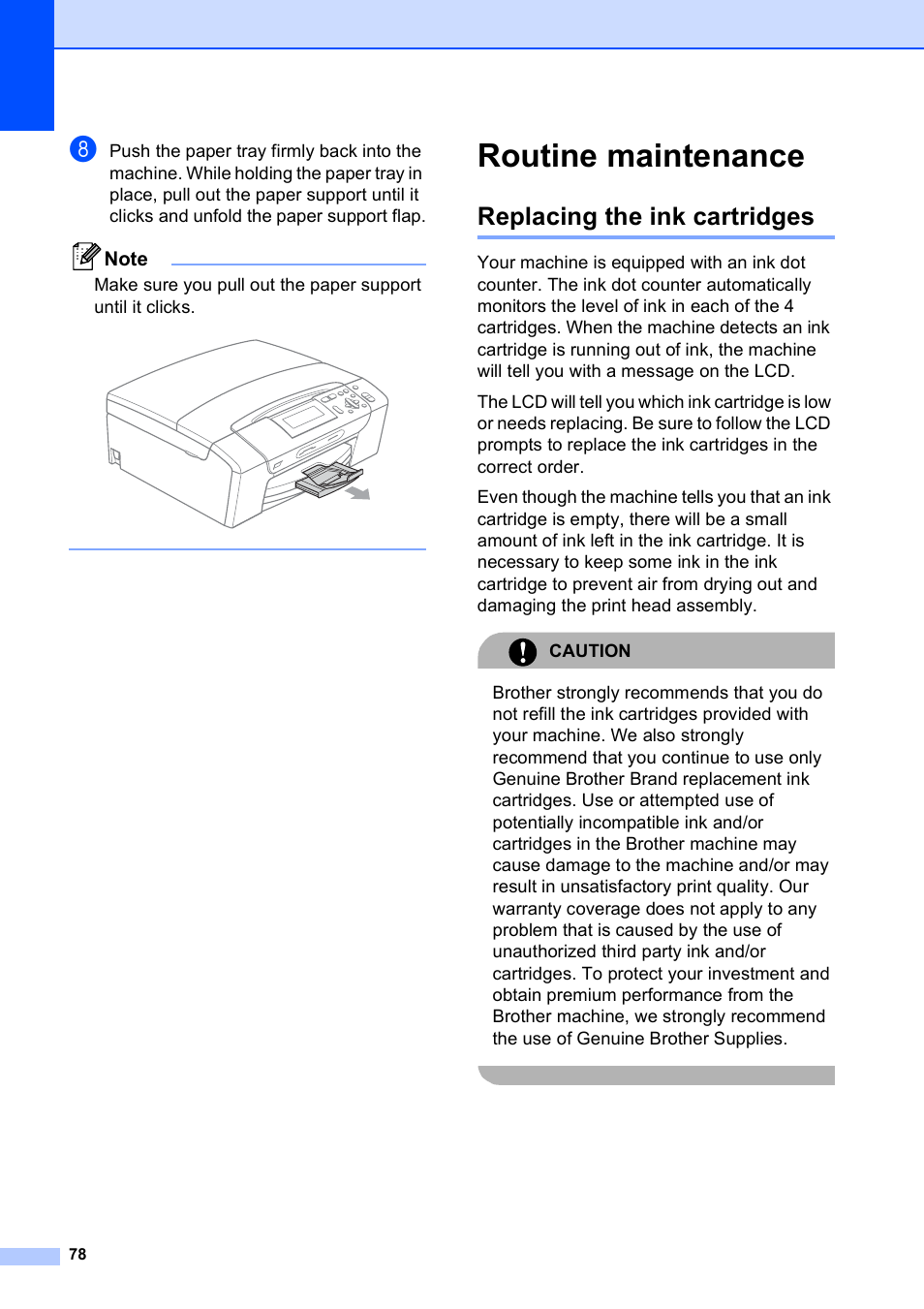 Routine maintenance, Replacing the ink cartridges | Brother DCP-585CW User Manual | Page 90 / 132