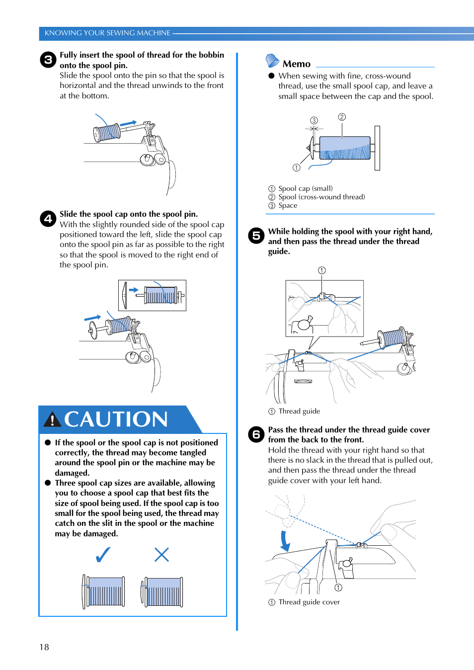Caution | Brother SQ9185 User Manual | Page 20 / 116