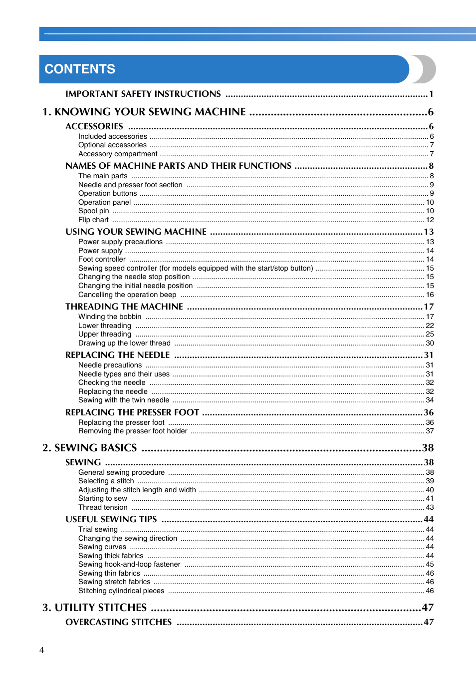 Brother SQ9185 User Manual | Page 6 / 116