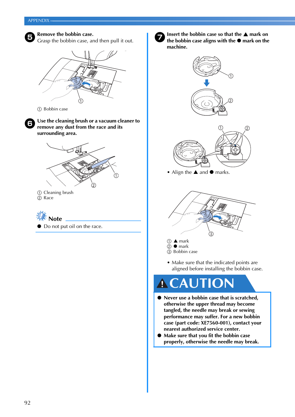 Caution | Brother SQ9185 User Manual | Page 94 / 116