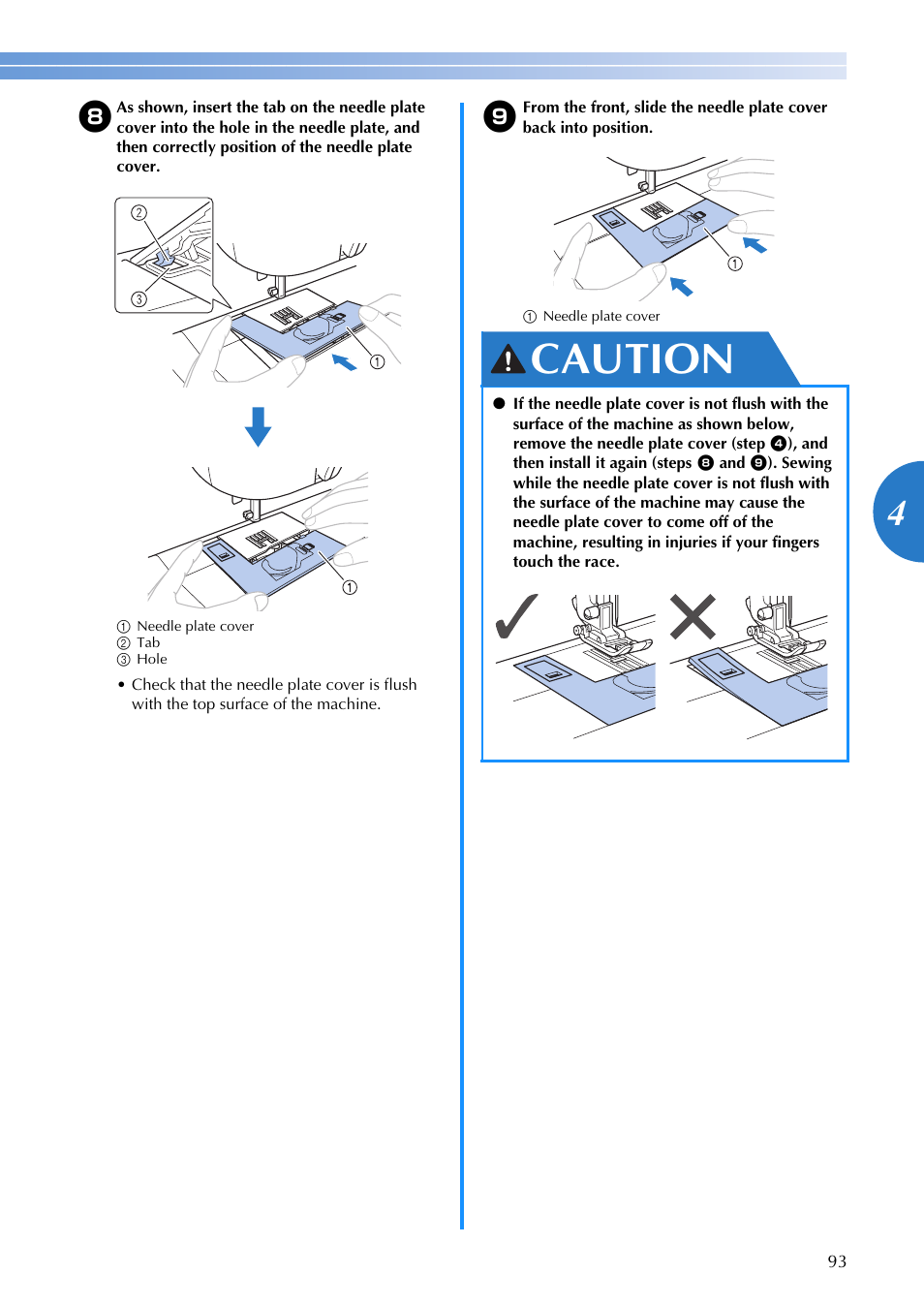 Caution | Brother SQ9185 User Manual | Page 95 / 116