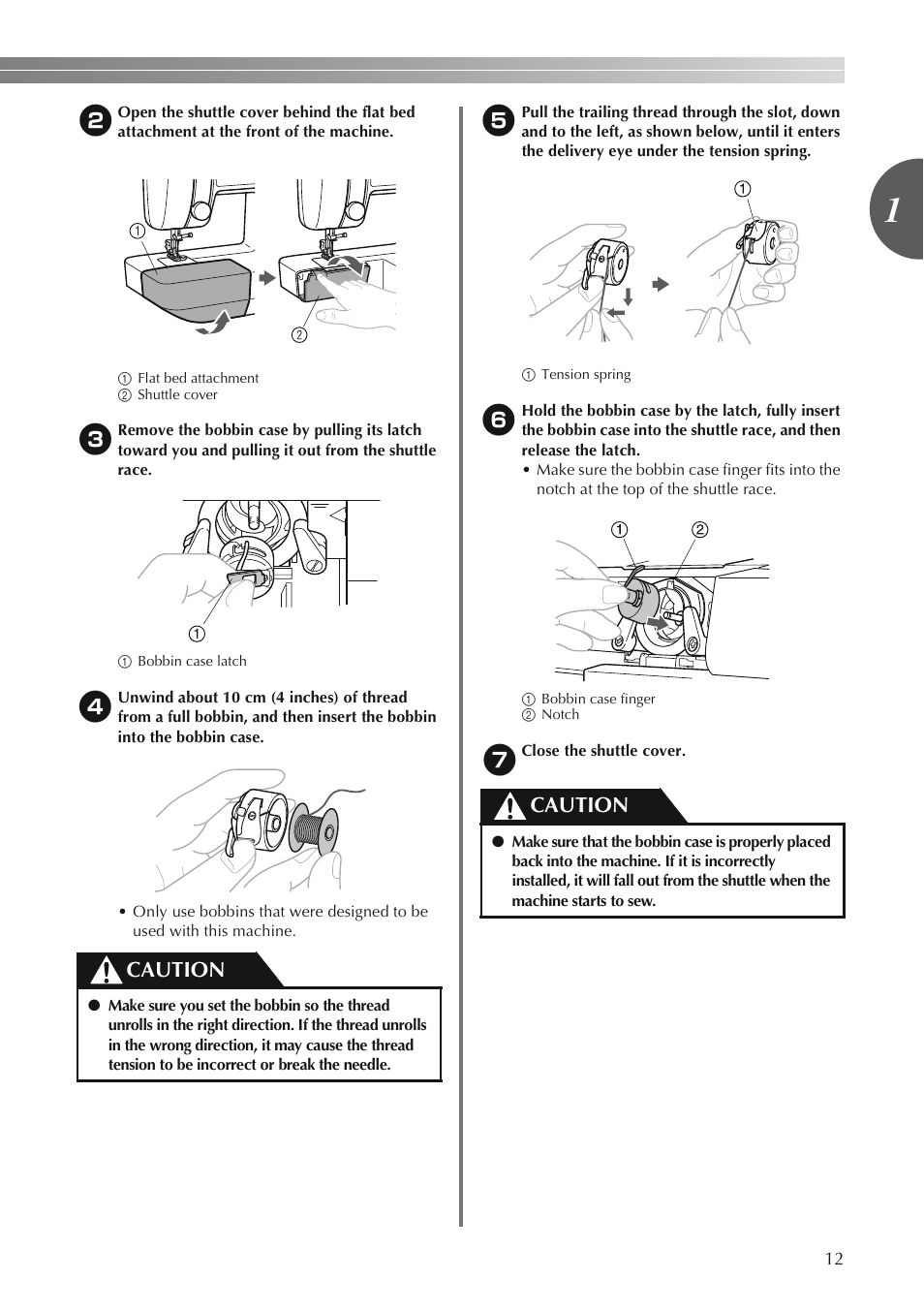 Caution | Brother LS2250PRW User Manual | Page 13 / 96