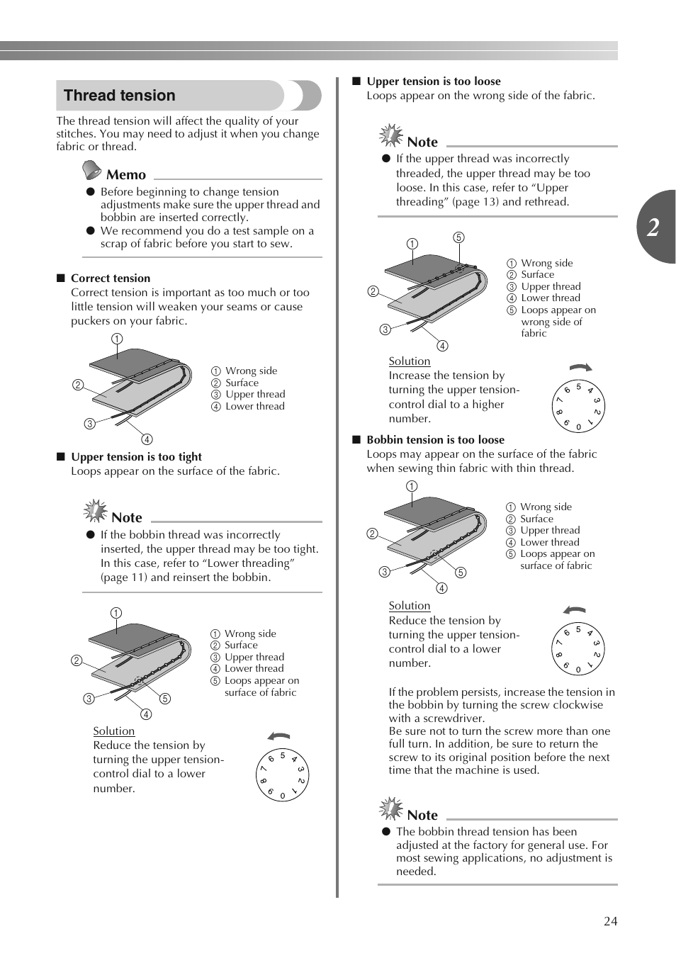 Thread tension | Brother LS2250PRW User Manual | Page 25 / 96