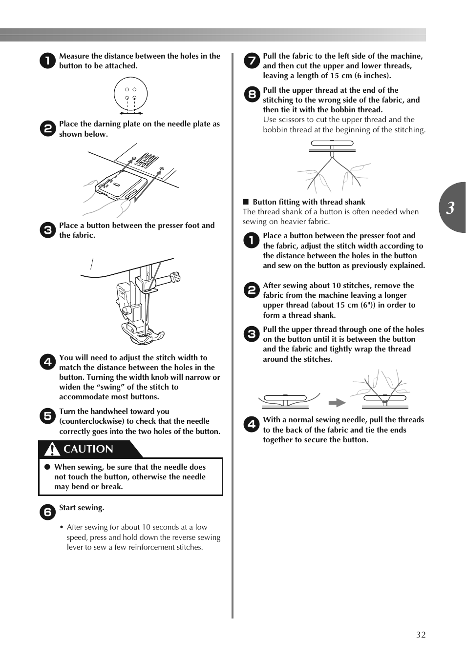 Caution | Brother LS2250PRW User Manual | Page 33 / 96