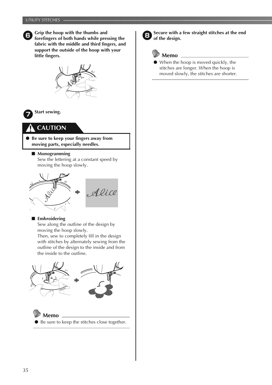 Caution | Brother LS2250PRW User Manual | Page 36 / 96