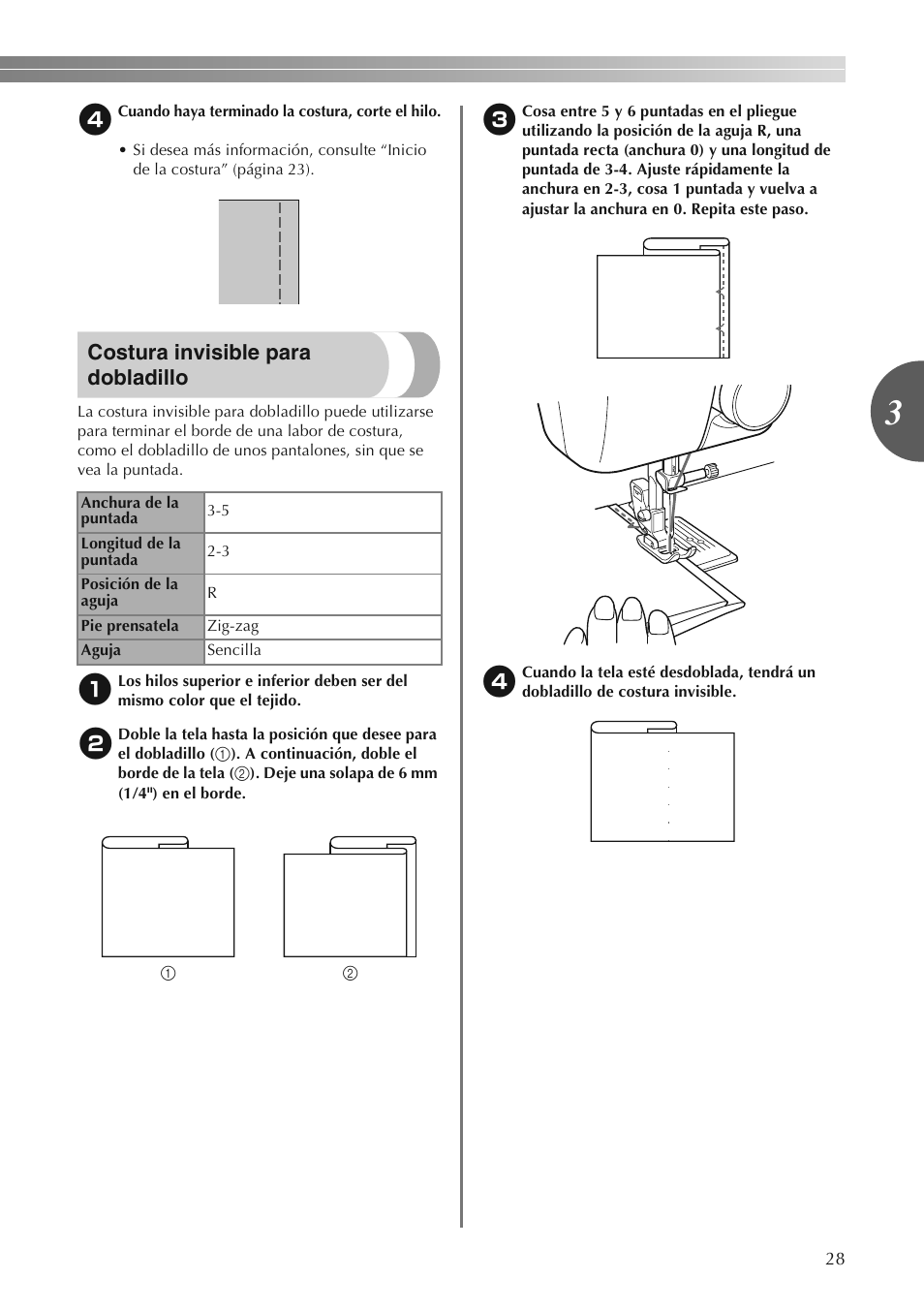 Costura invisible para dobladillo | Brother LS2250PRW User Manual | Page 77 / 96