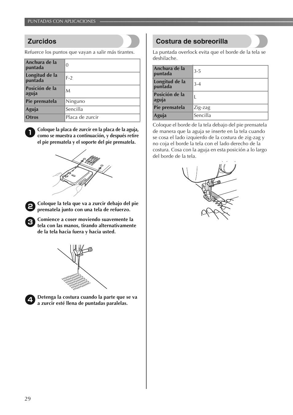 Zurcidos, Costura de sobreorilla | Brother LS2250PRW User Manual | Page 78 / 96
