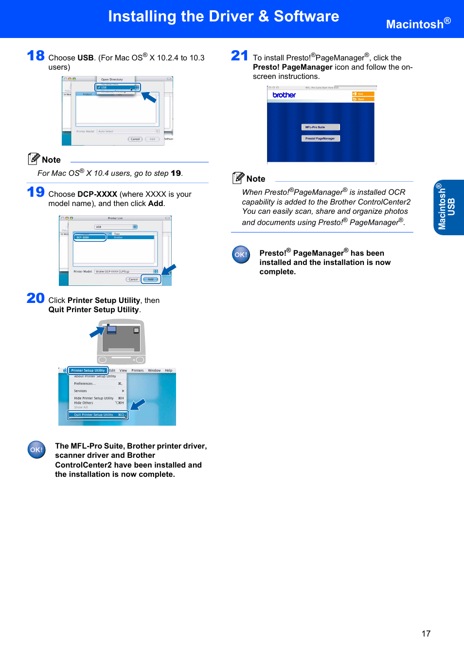 Installing the driver & software, Macintosh, Maci nt osh | Brother DCP-120C User Manual | Page 19 / 24