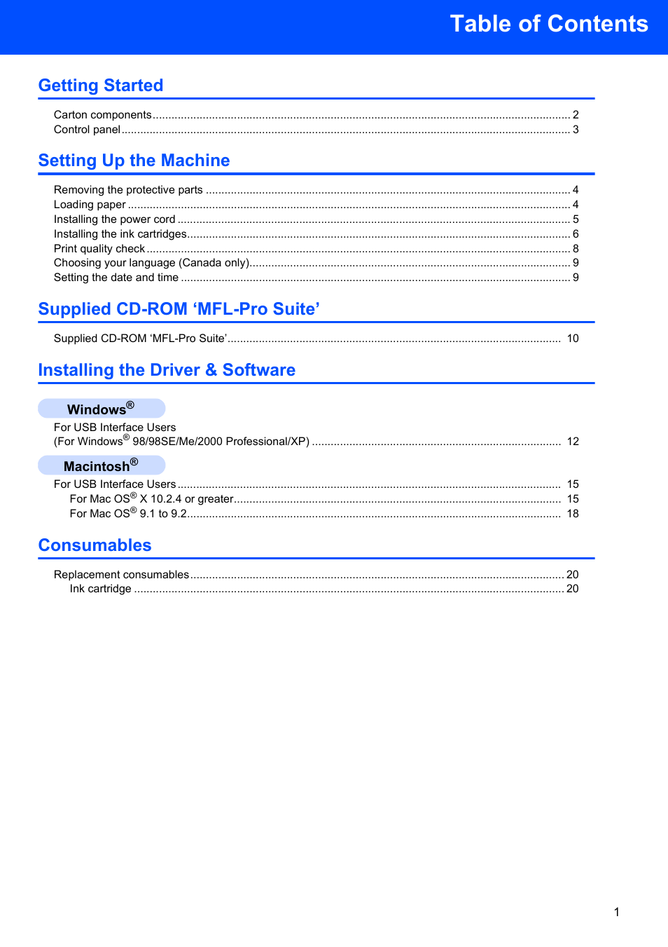 Brother DCP-120C User Manual | Page 3 / 24