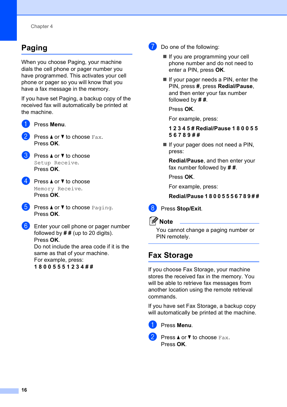 Paging, Fax storage, Paging fax storage | Brother MFC-J615W User Manual | Page 22 / 79
