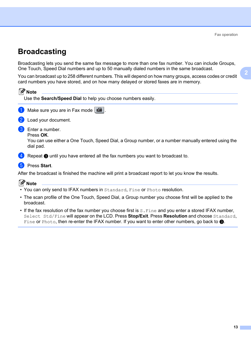 Broadcasting | Brother MFC 7840W User Manual | Page 20 / 67