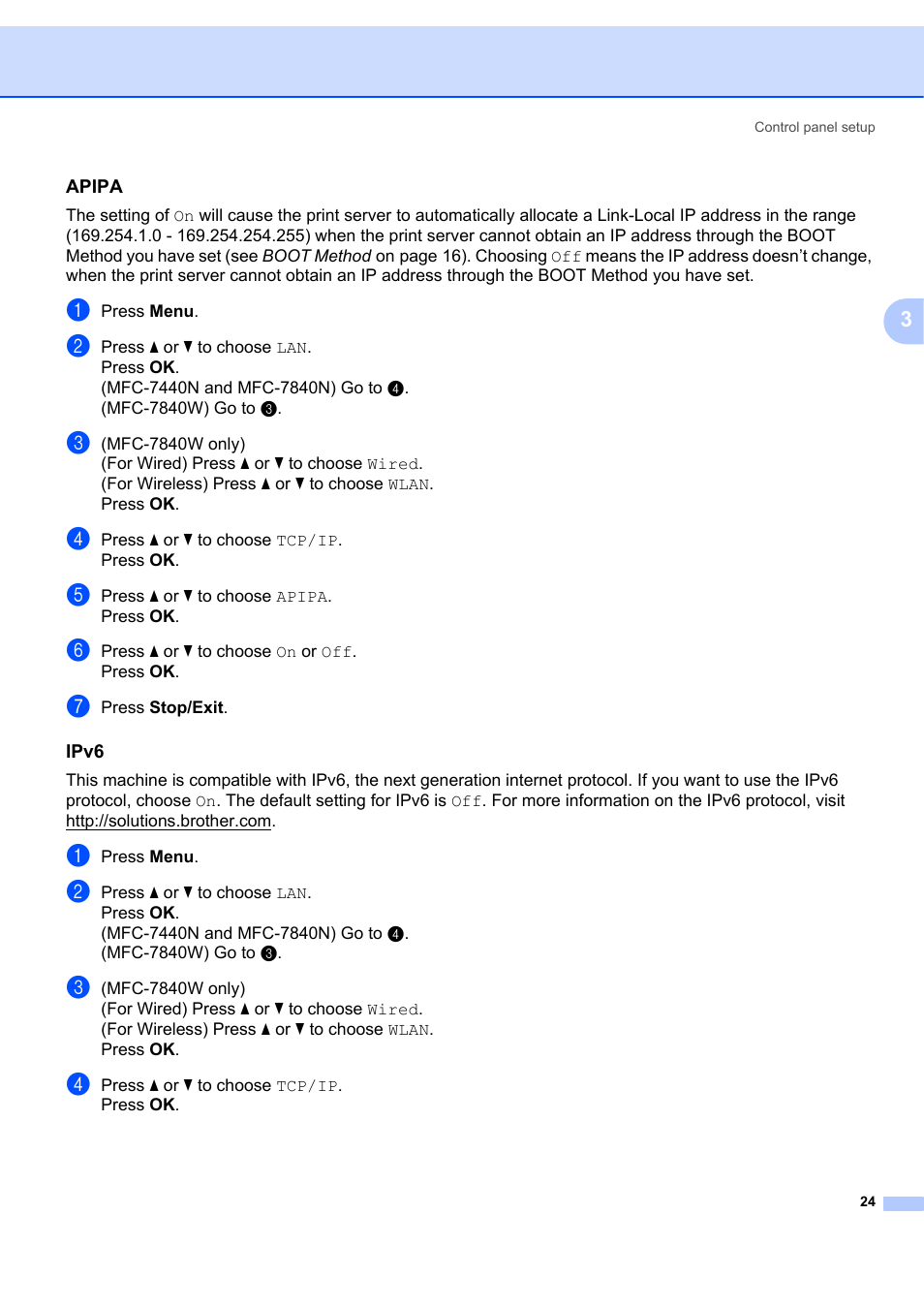 Apipa, Ipv6 | Brother MFC 7840W User Manual | Page 31 / 67