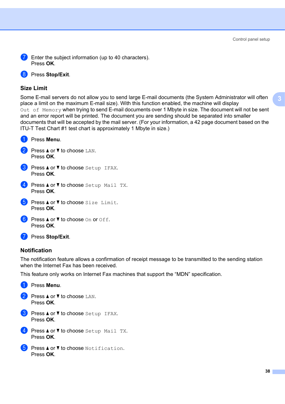 Size limit, Notification | Brother MFC 7840W User Manual | Page 45 / 67