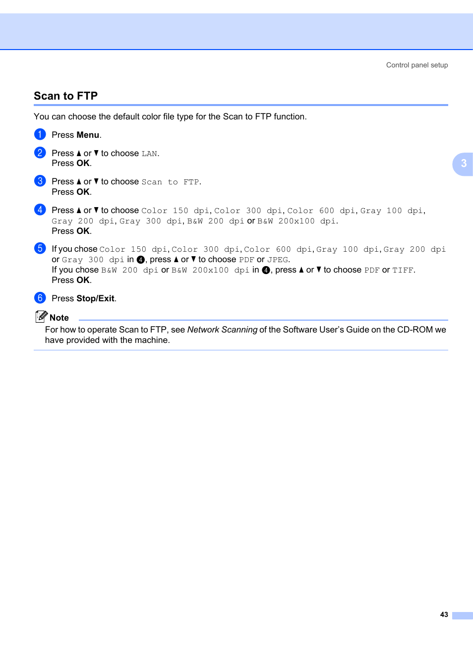 Scan to ftp, 3scan to ftp | Brother MFC 7840W User Manual | Page 50 / 67