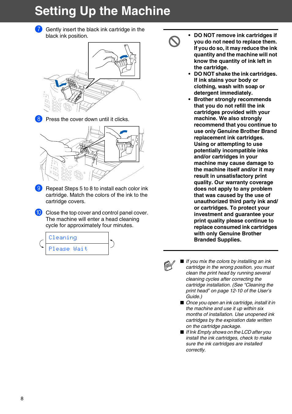 Setting up the machine | Brother FAX-1820C User Manual | Page 9 / 17