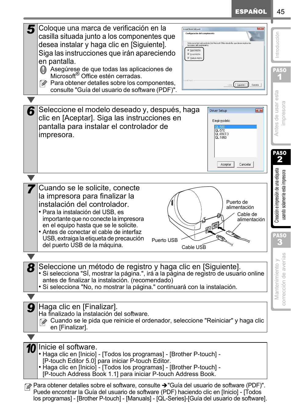 Haga clic en [finalizar, Inicie el software | Brother QL-650TD User Manual | Page 103 / 121