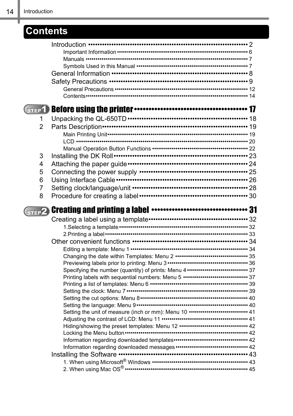 Brother QL-650TD User Manual | Page 14 / 121