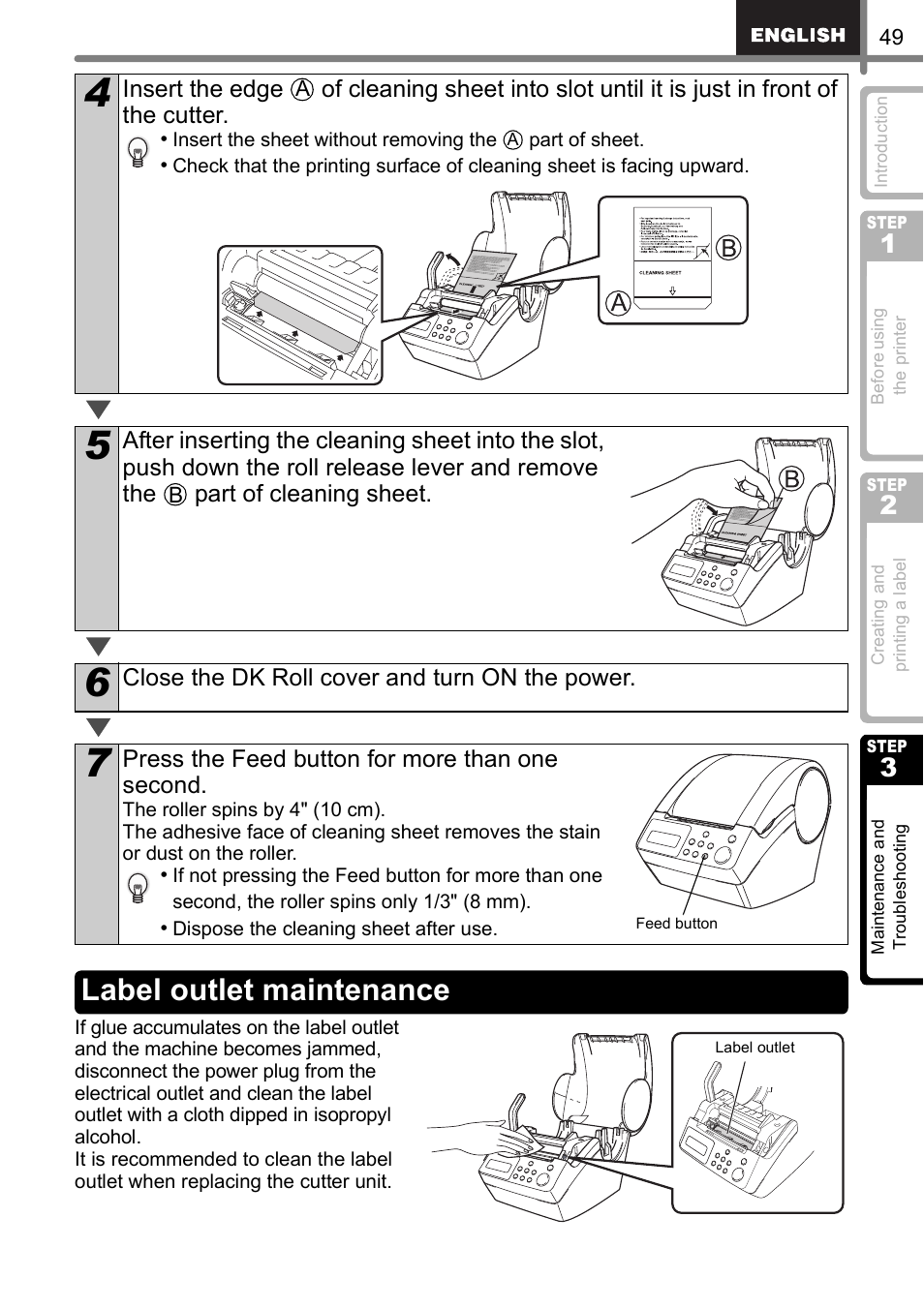 Label outlet maintenance | Brother QL-650TD User Manual | Page 49 / 121