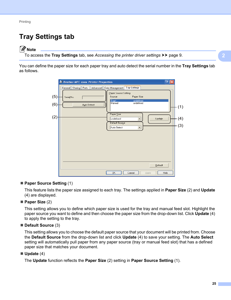 Tray settings tab | Brother FAX-2840 User Manual | Page 30 / 86