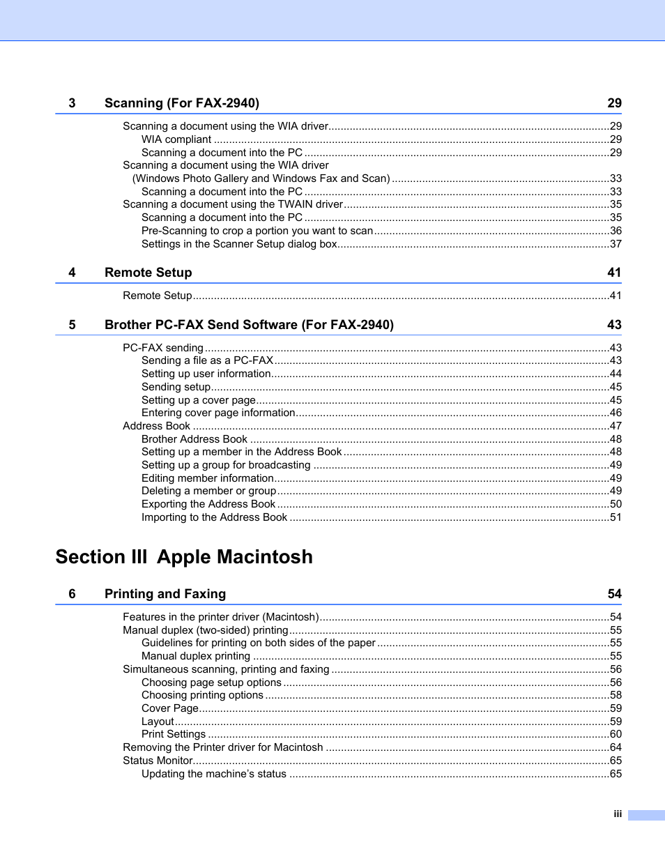 Brother FAX-2840 User Manual | Page 4 / 86