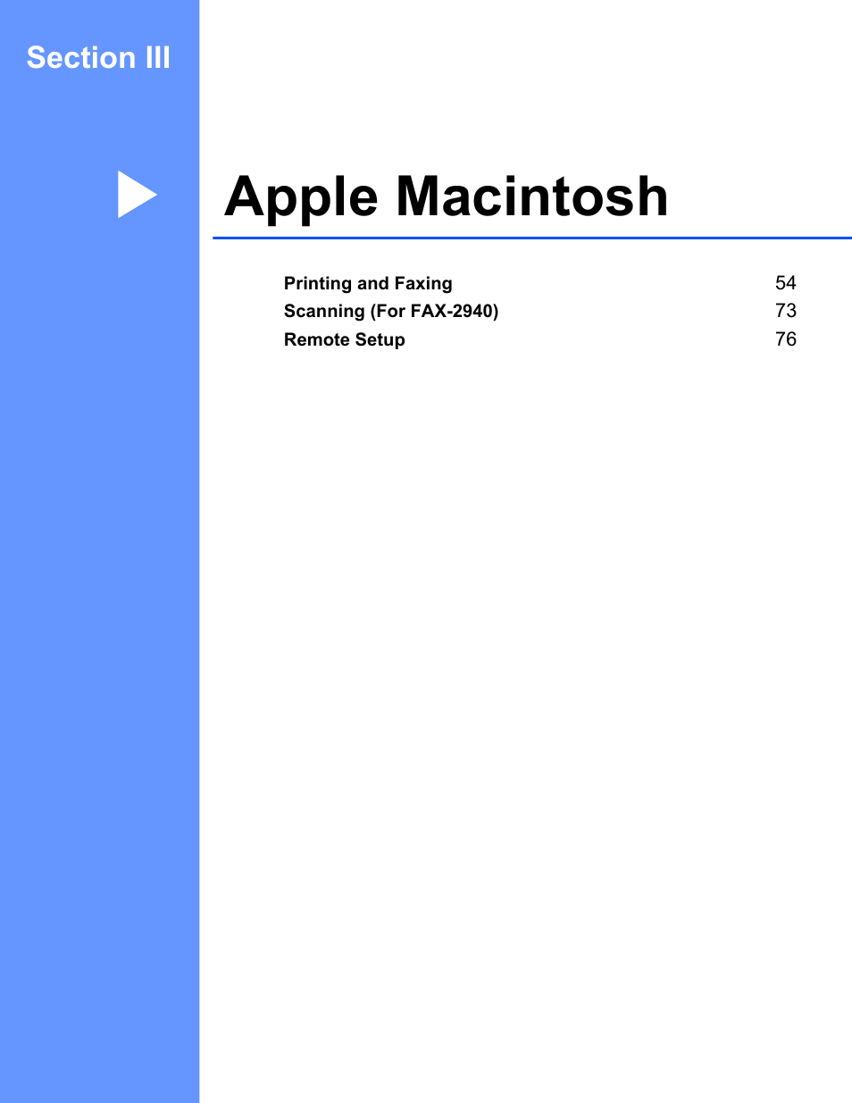 Section iii: apple macintosh, Section iii apple macintosh, Apple macintosh | Brother FAX-2840 User Manual | Page 58 / 86