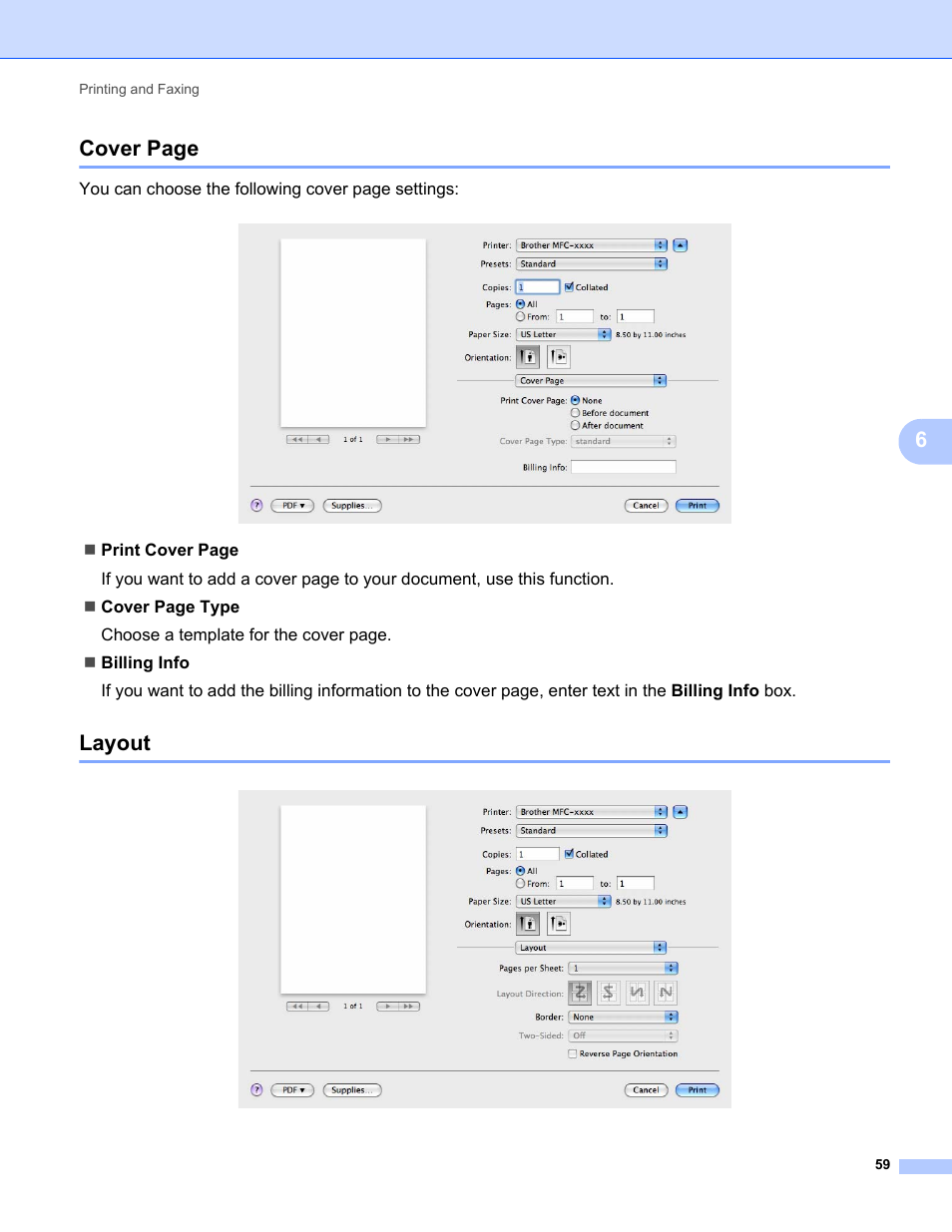 Layout, 6cover page | Brother FAX-2840 User Manual | Page 64 / 86