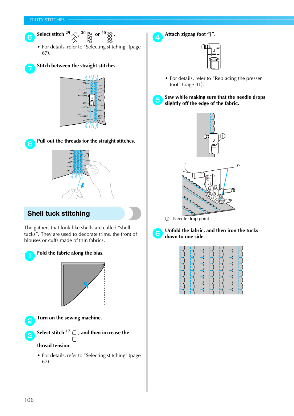 Shell tuck stitching | Brother Innov-is 85e User Manual | Page 108 / 152