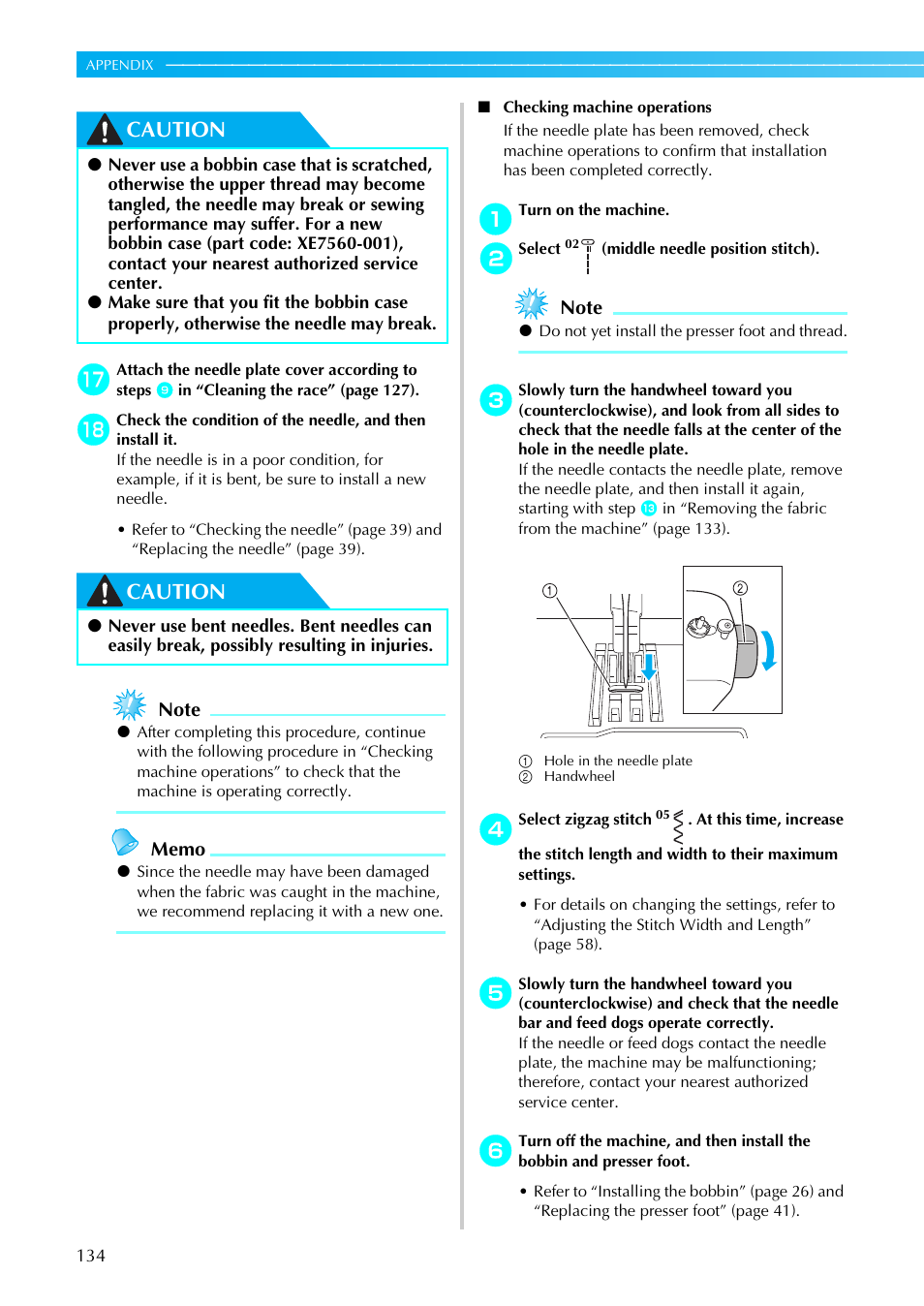 Caution | Brother Innov-is 85e User Manual | Page 136 / 152