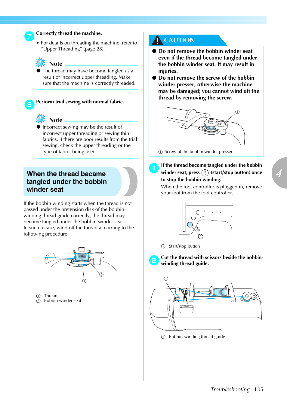 Caution | Brother Innov-is 85e User Manual | Page 137 / 152