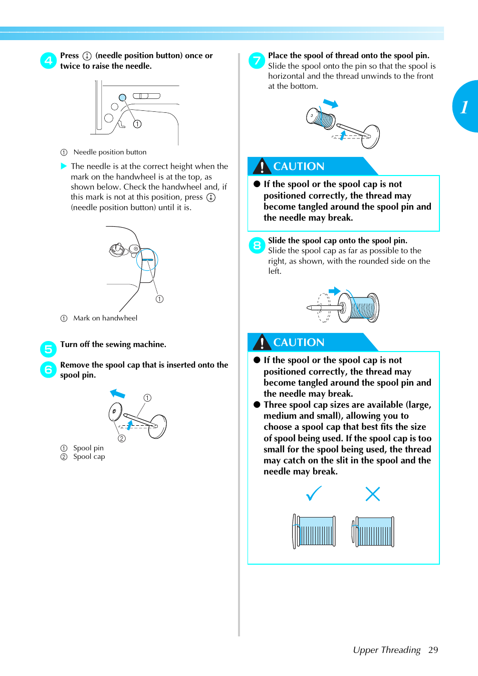Caution | Brother Innov-is 85e User Manual | Page 31 / 152