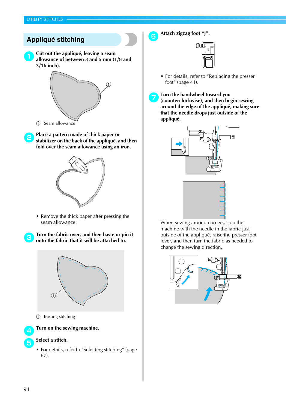 Appliqué stitching | Brother Innov-is 85e User Manual | Page 96 / 152