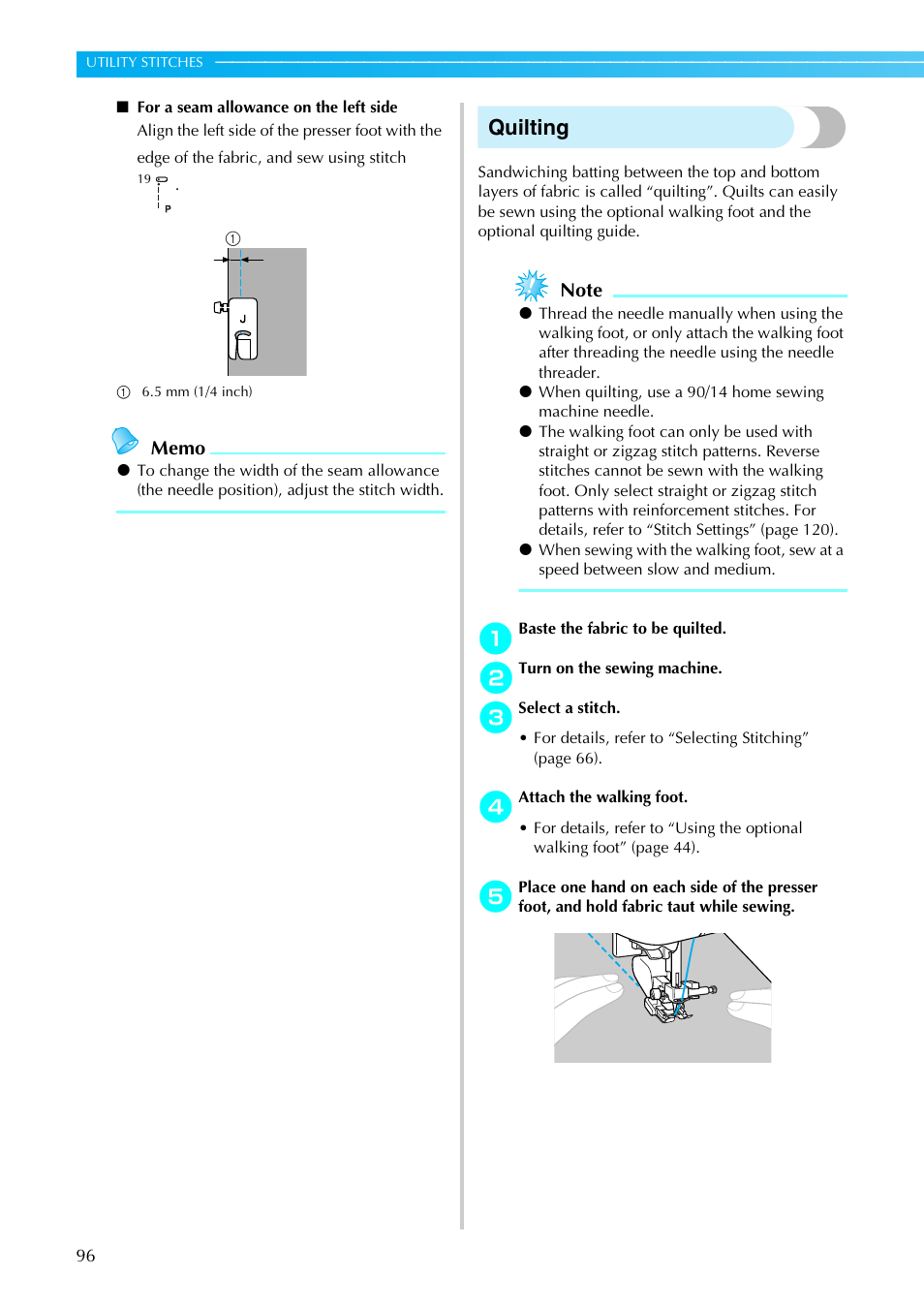 Quilting | Brother Innov-is 85e User Manual | Page 98 / 152