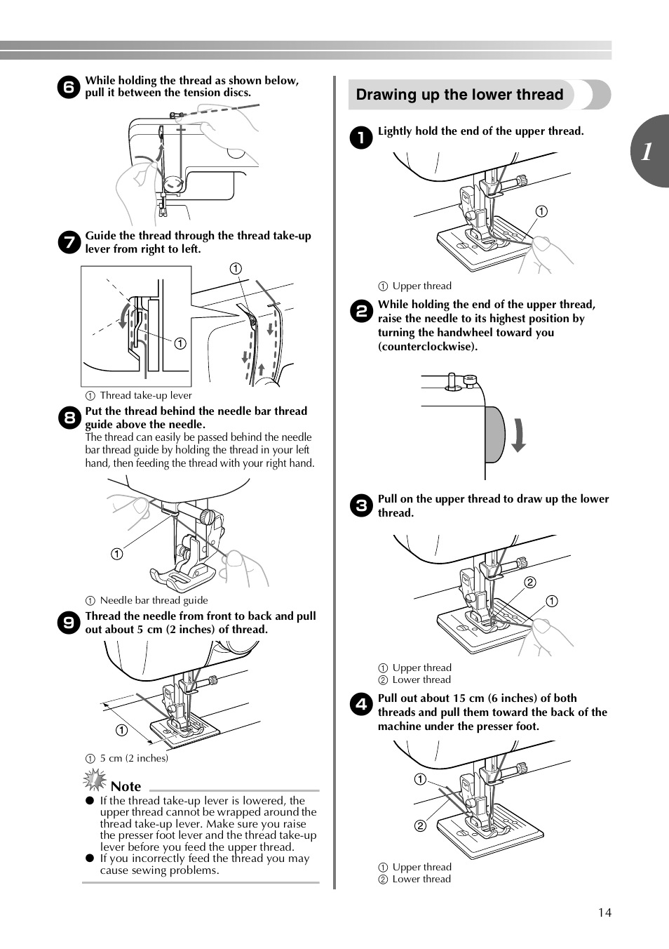 Drawing up the lower thread | Brother LX-3125 User Manual | Page 15 / 96