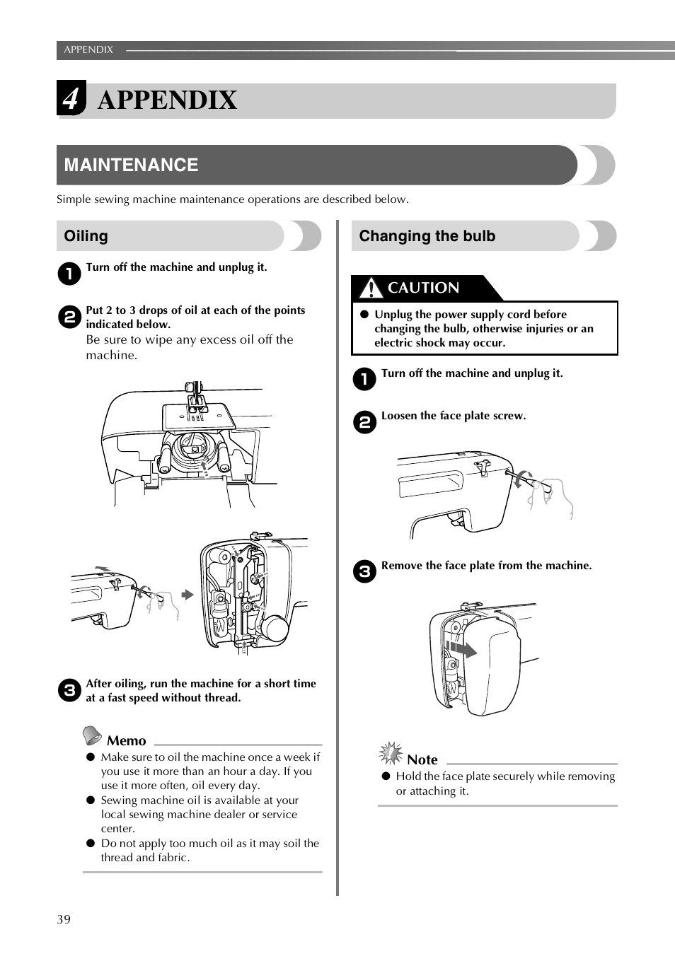 Appendix, Maintenance | Brother LX-3125 User Manual | Page 40 / 96