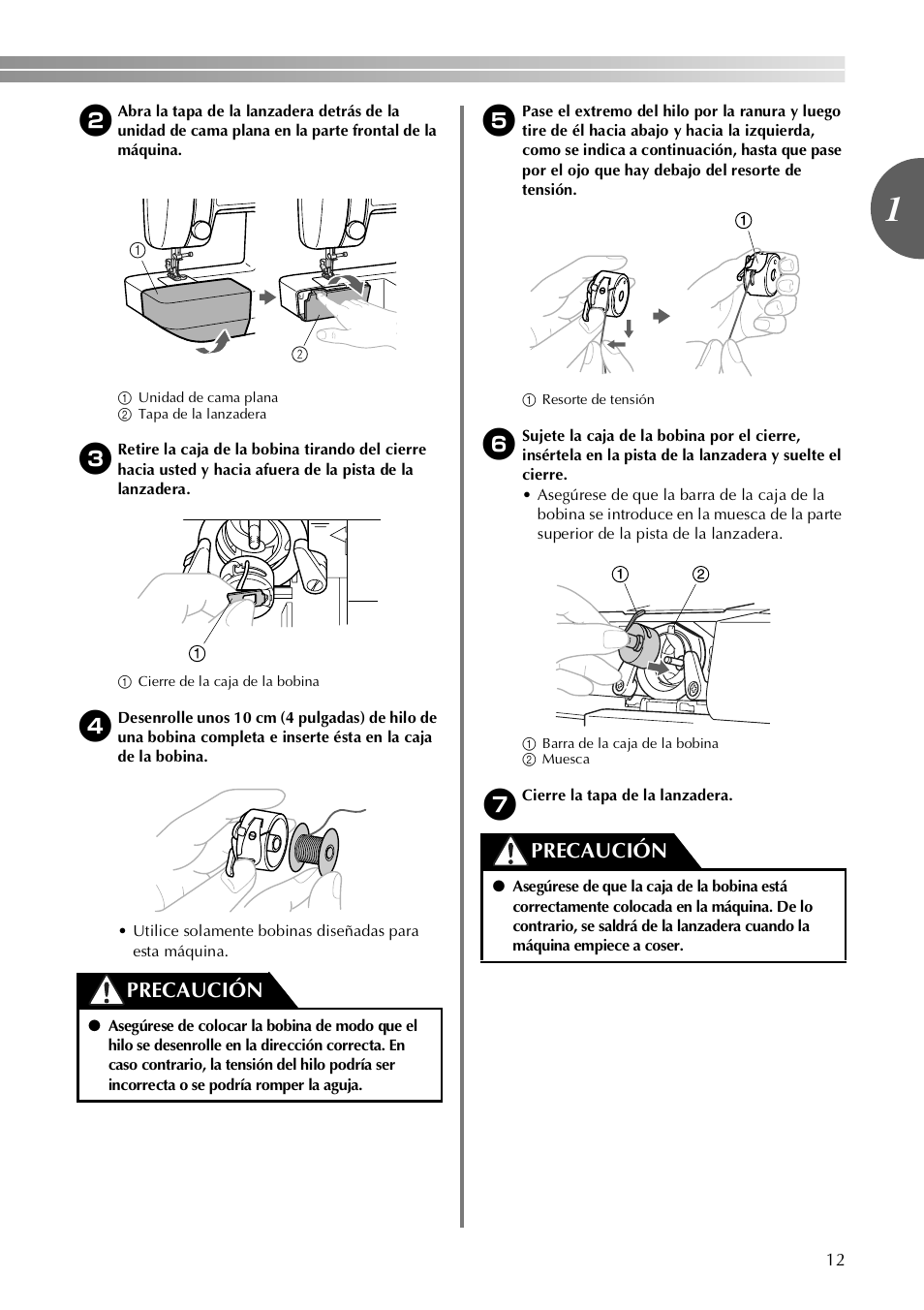 Precaución | Brother LX-3125 User Manual | Page 61 / 96