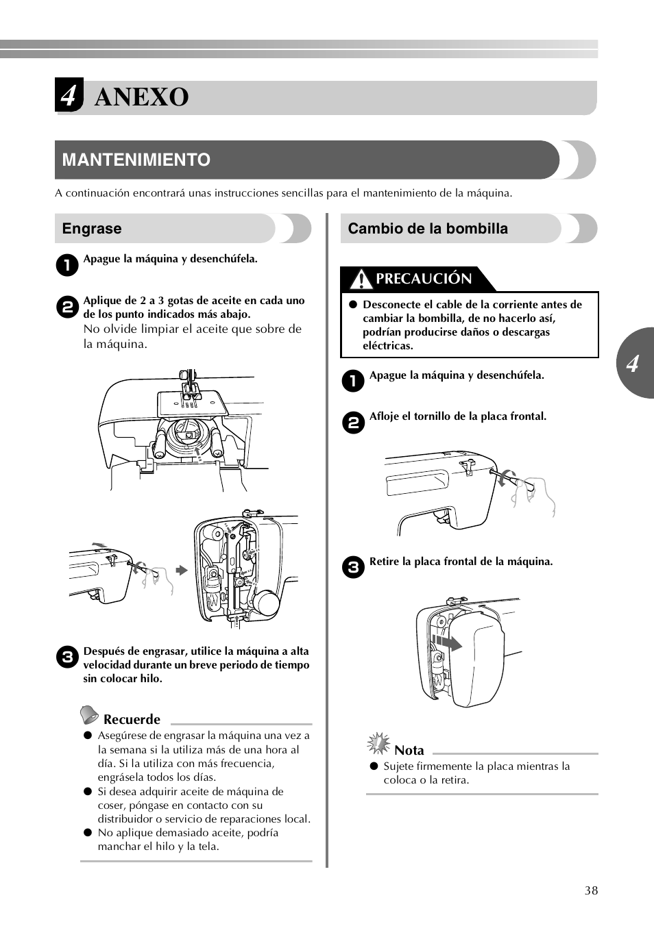 Anexo, Mantenimiento | Brother LX-3125 User Manual | Page 87 / 96