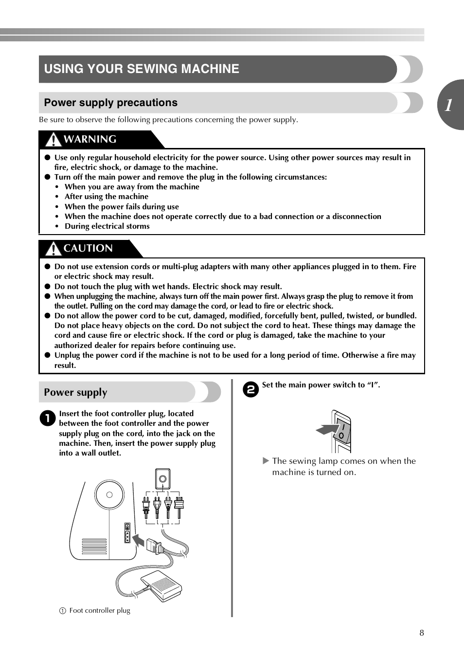 Using your sewing machine | Brother LX-3125 User Manual | Page 9 / 96