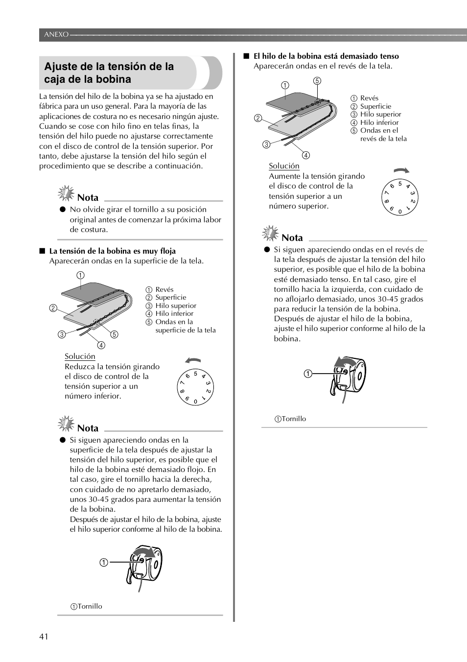 Ajuste de la tensión de la caja de la bobina, Nota | Brother LX-3125 User Manual | Page 90 / 96