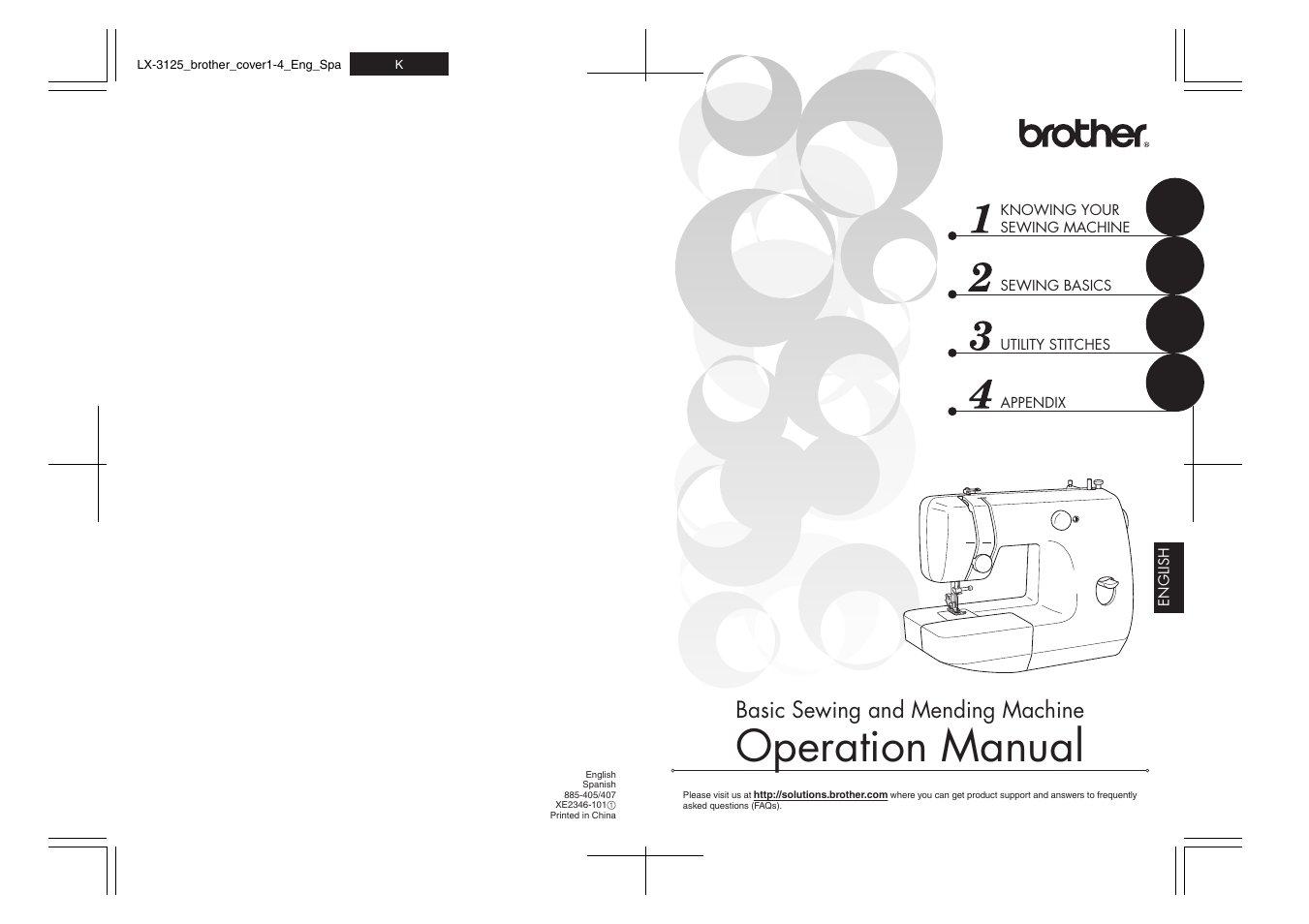 Operation manual, Basic sewing and mending machine | Brother LX-3125 User Manual | Page 96 / 96