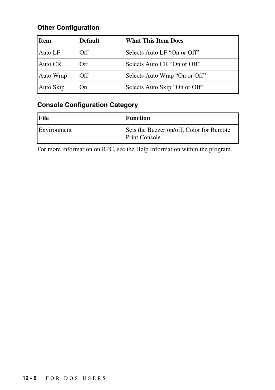 Other configuration, Console configuration category | Brother MFC-8500 User Manual | Page 108 / 234