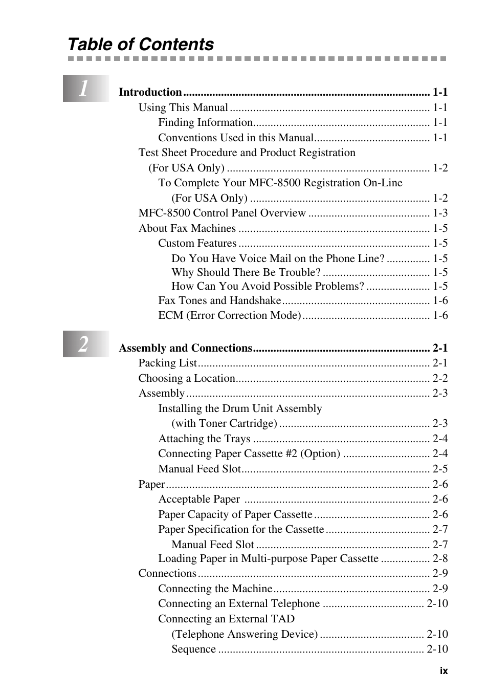 Brother MFC-8500 User Manual | Page 11 / 234