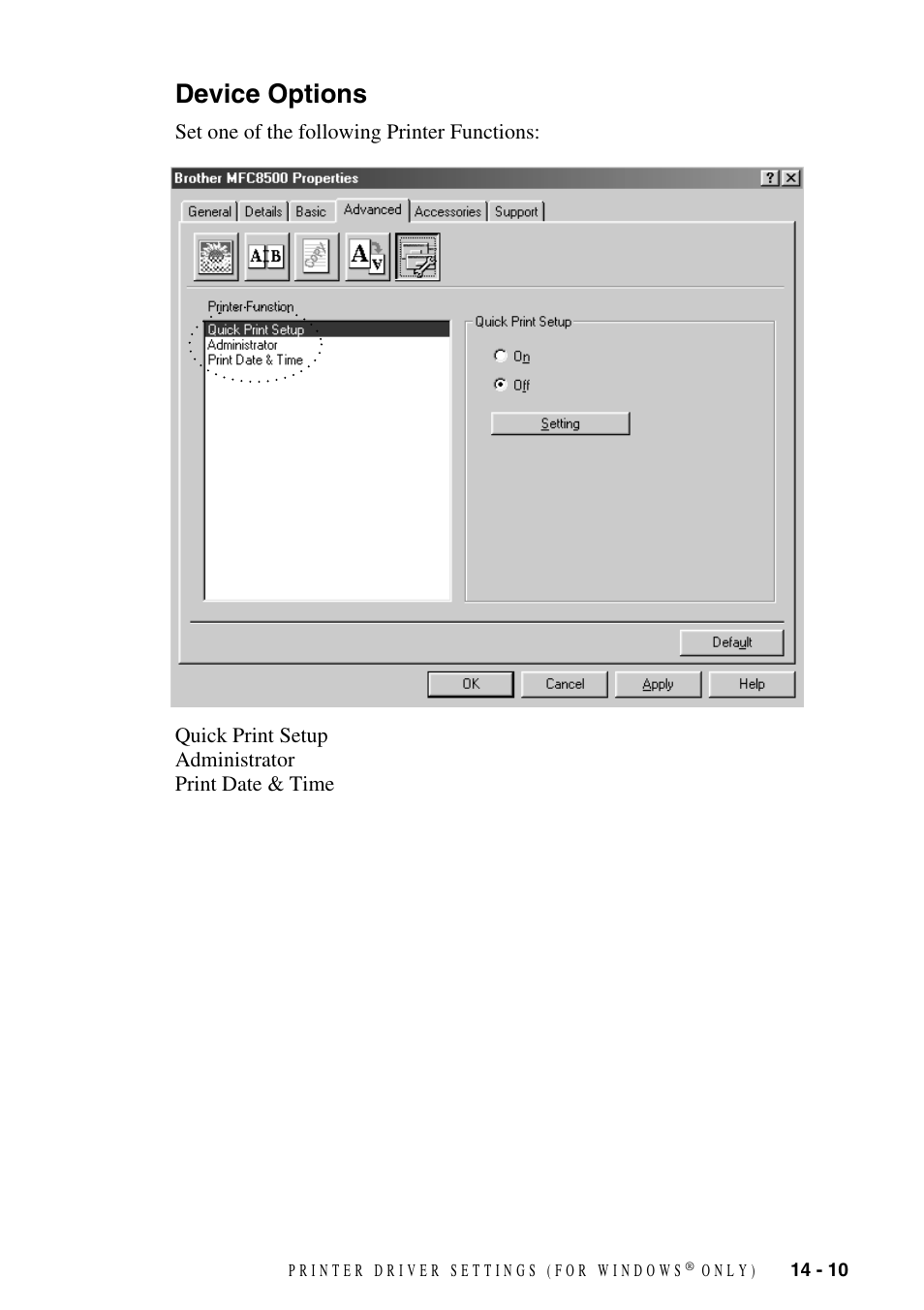 Device options, Device options -10 | Brother MFC-8500 User Manual | Page 125 / 234