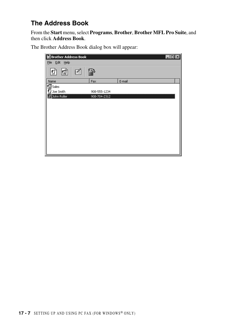 The address book, The address book -7 | Brother MFC-8500 User Manual | Page 164 / 234