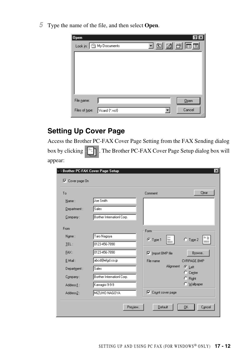 Setting up cover page | Brother MFC-8500 User Manual | Page 169 / 234